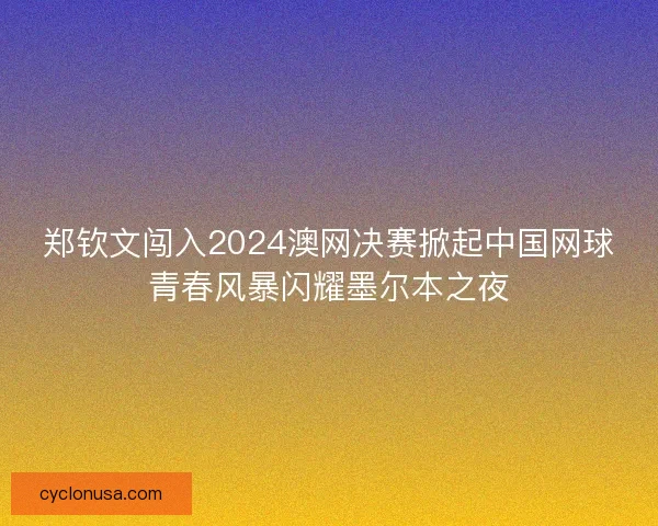 郑钦文闯入2024澳网决赛掀起中国网球青春风暴闪耀墨尔本之夜