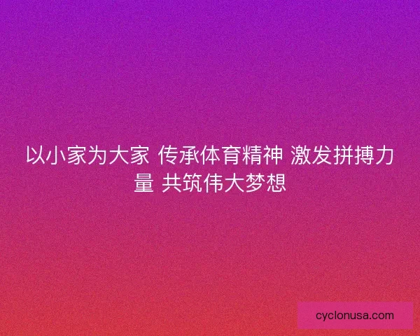 以小家为大家 传承体育精神 激发拼搏力量 共筑伟大梦想